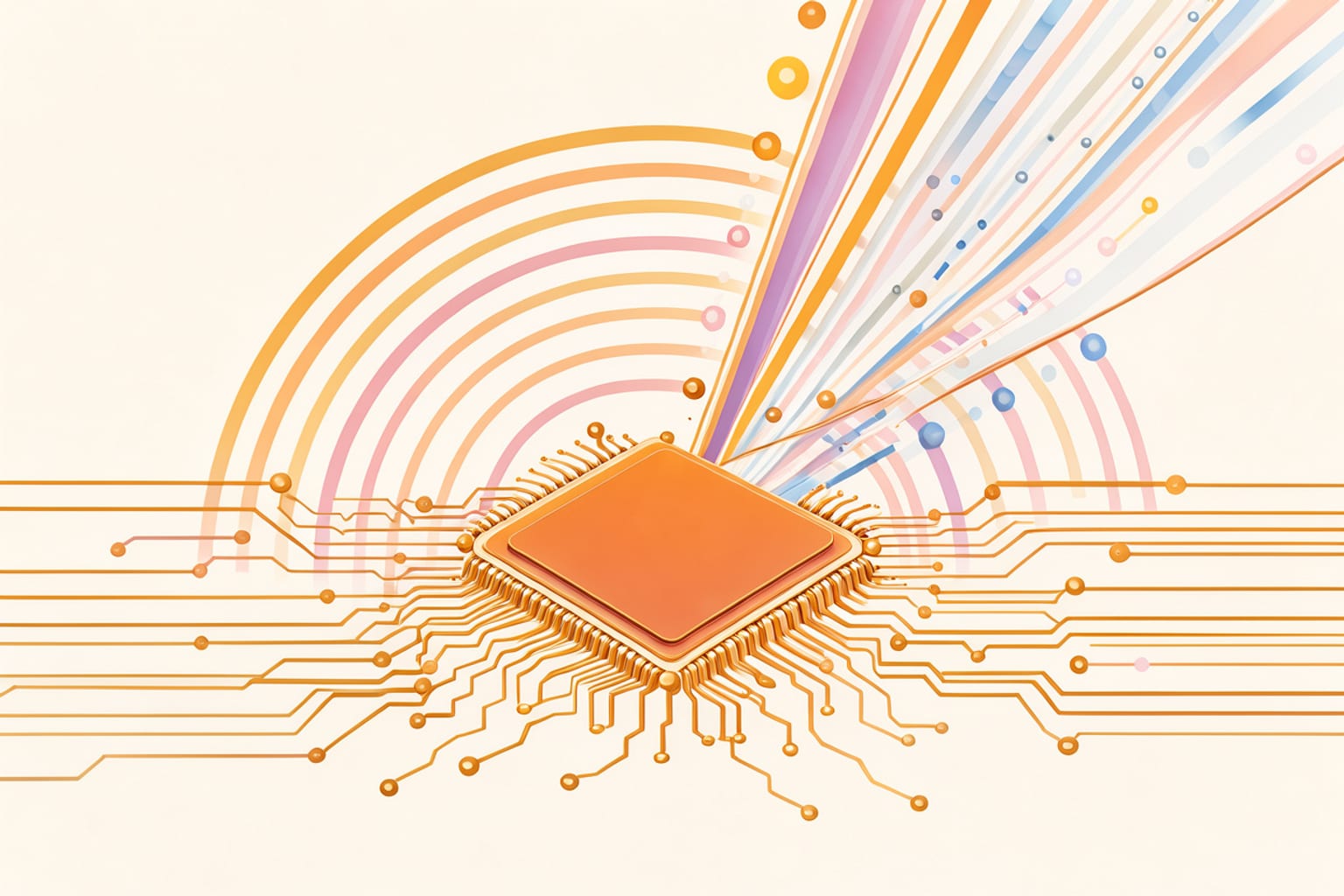 Ilustração gerada para «Chip de ondas magnéticas pode acelerar computadores 1 000 vezes»